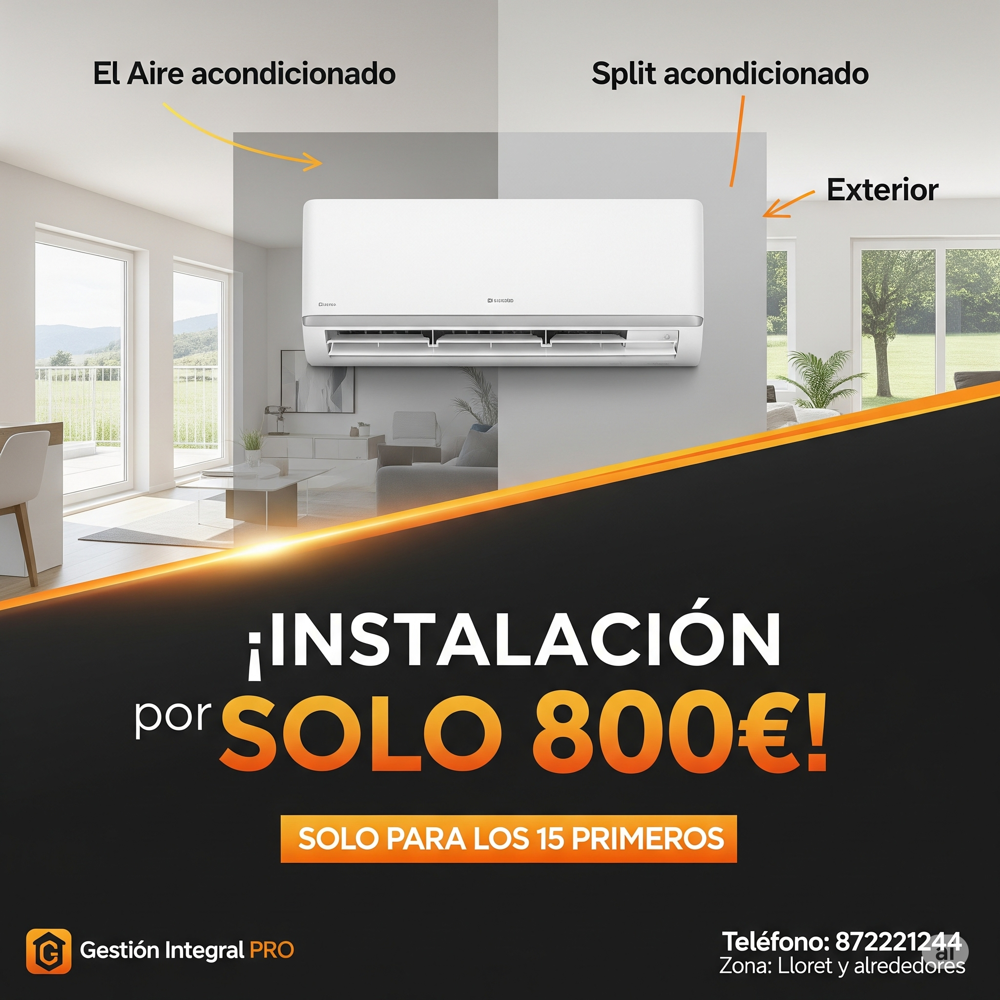 Técnicos instalando aire acondicionado con urgencia